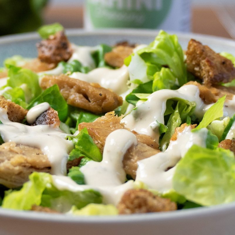 Vegan Ceasar Salad with Chicken Style Pieces - Lazy Vegan